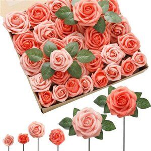 Artificial Flowers Rose 60pcs  and 10pcs Leaves for Wedding Bouquets